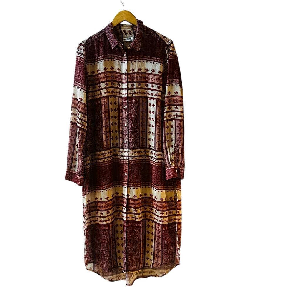 Zara Burgundy and Cream Midi Dress